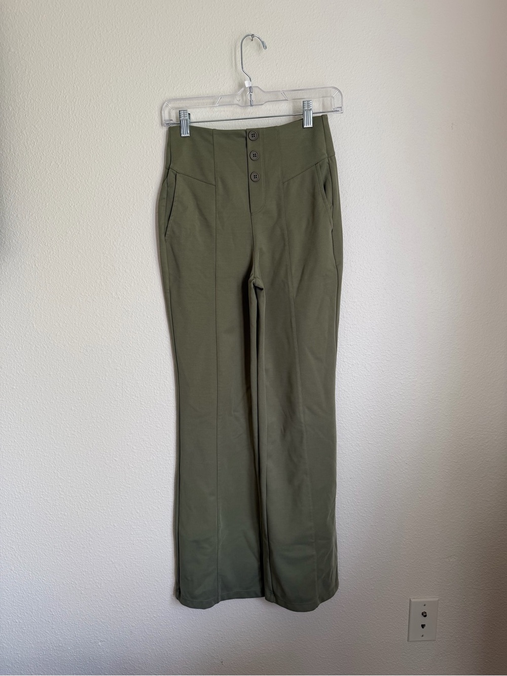 Olive Green High-Waist Button Front Men’s Pants